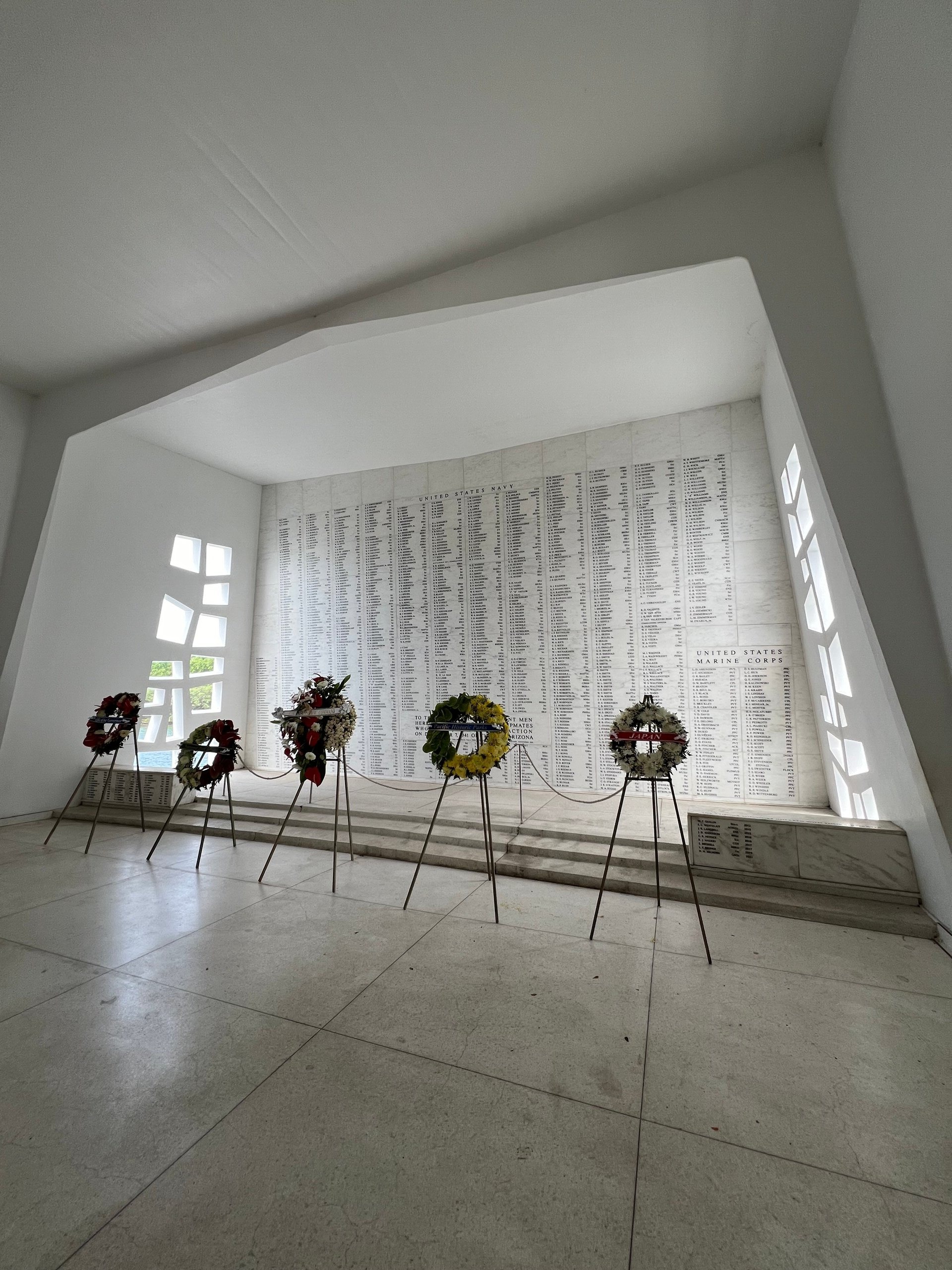 kawikajoeslimousinehawaii pearl harbor the uss arizona memorial uss arizona memorial wreaths w e
