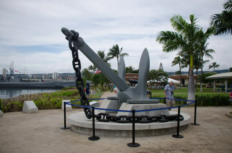 phptours uss arizona commander s multimedia narra anchor chain palm trees water