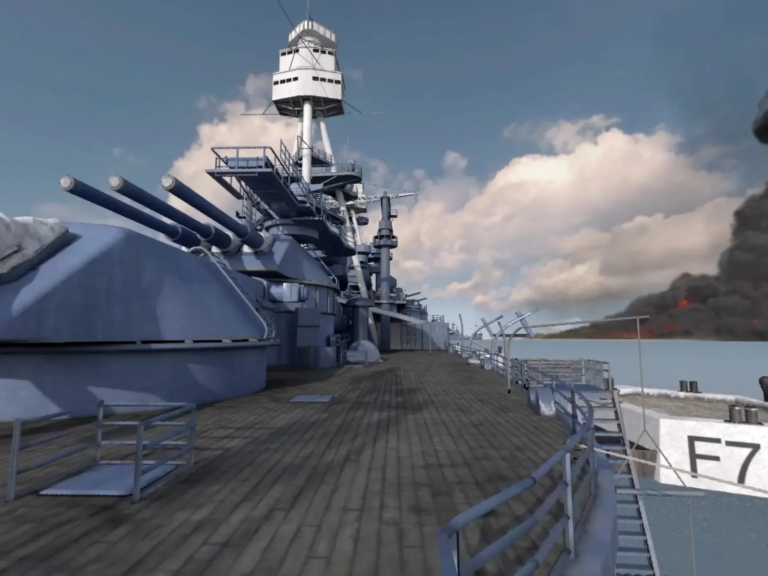 phptours walk the deck of the uss arizona vr tour uss arizona deck cannons clouds 