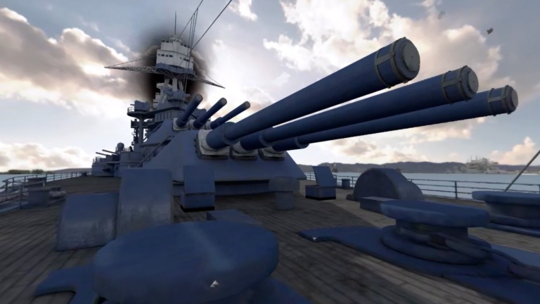 phptours walk the deck of the uss arizona vr tour uss arizona deck cannons clouds